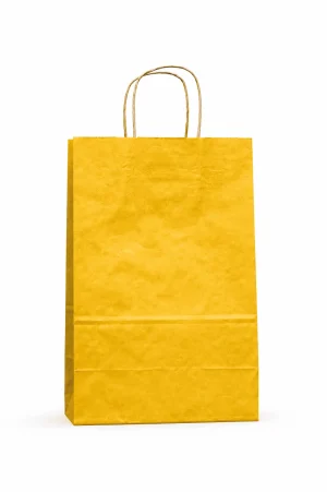 Bolsa de Papel Amarilla Pequeña 18x24x8 cm | Resistente y Ecológica