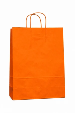 Bolsa de Papel Naranja Grande 32x40x12 cm | Alta Resistencia