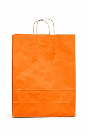 Bolsa de Papel Naranja Mediana 24x34x10 cm | Ecológica y Resistente