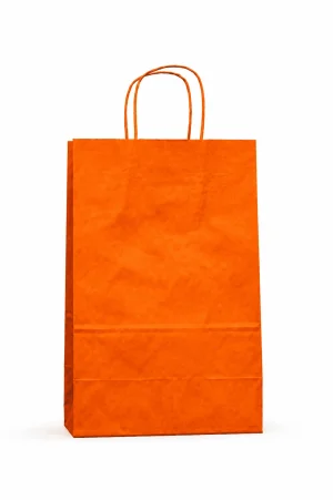 Bolsa de Papel Naranja Pequeña 18x24x8 cm | Resistente y Ecológica