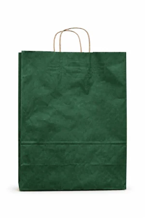 Bolsa de Papel Verde Mediana 24x34x10 cm | Ecológica y Resistente