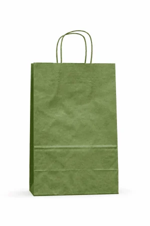 Bolsa de Papel Verde Pequeña 18x24x8 cm | Resistente y Ecológica